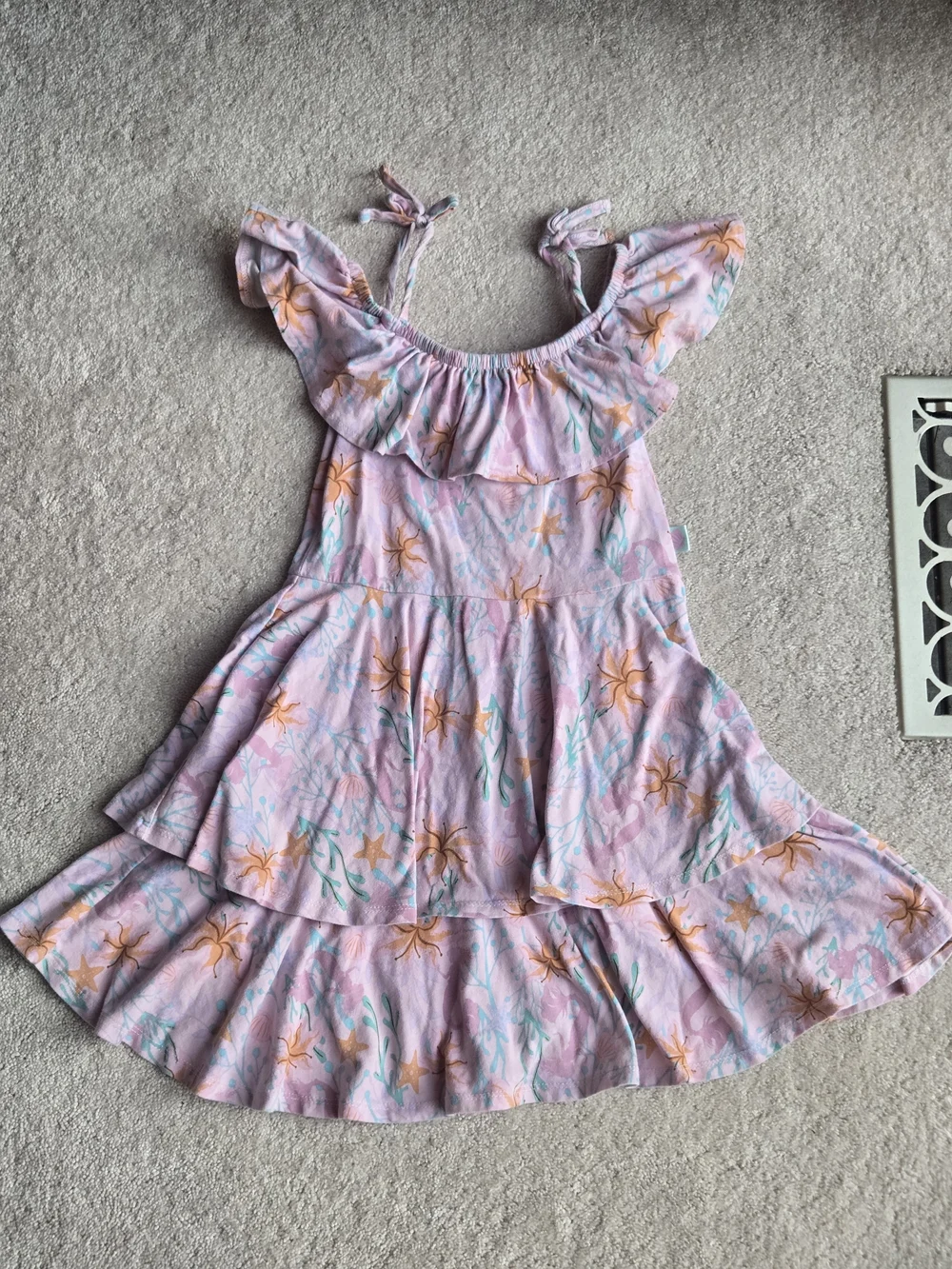 The LITTLE MERMAID COLLEEN ATWOOD Girls' Pink Floral Ruffle Sundress
